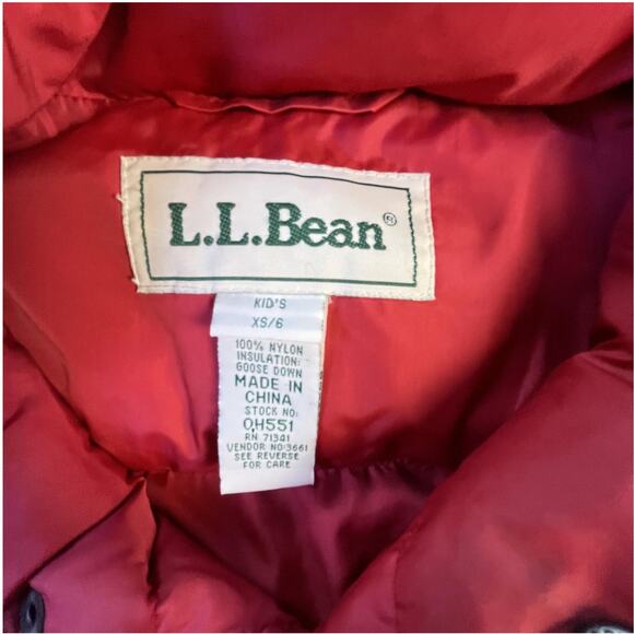 L.L. Bean Kids XS/6 Red Goose Down Puffer Vest Winter Ski Snow Outdoor Warm - Picture 6 of 10